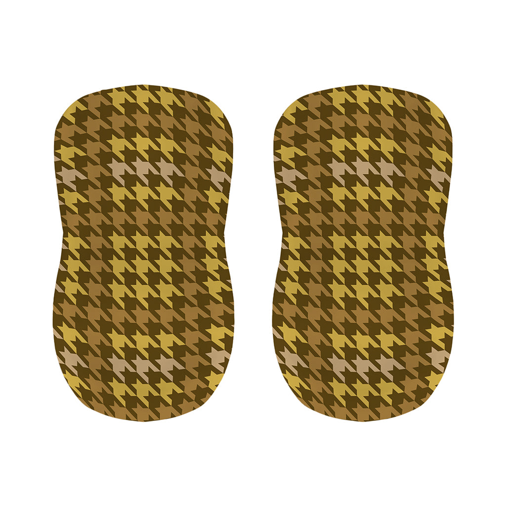 Brown And Tan Houndstooth Pattern Print Bar Stool Covers