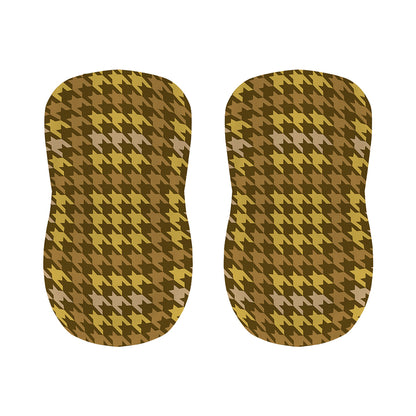 Brown And Tan Houndstooth Pattern Print Bar Stool Covers