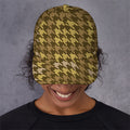 Brown And Tan Houndstooth Pattern Print Baseball Cap