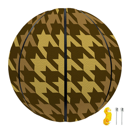 Brown And Tan Houndstooth Pattern Print Basketball
