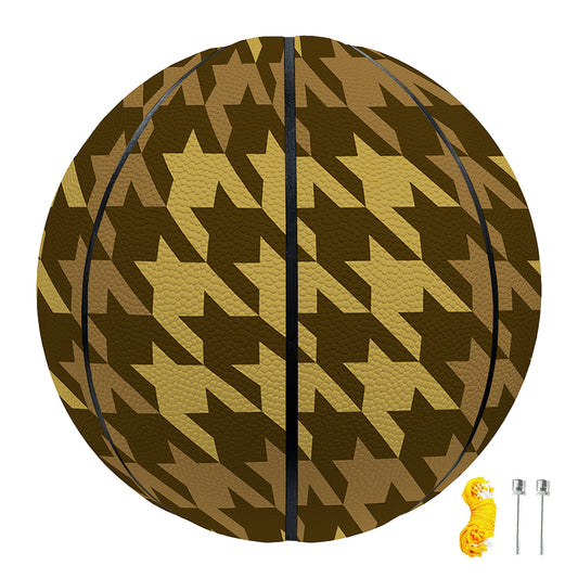 Brown And Tan Houndstooth Pattern Print Basketball