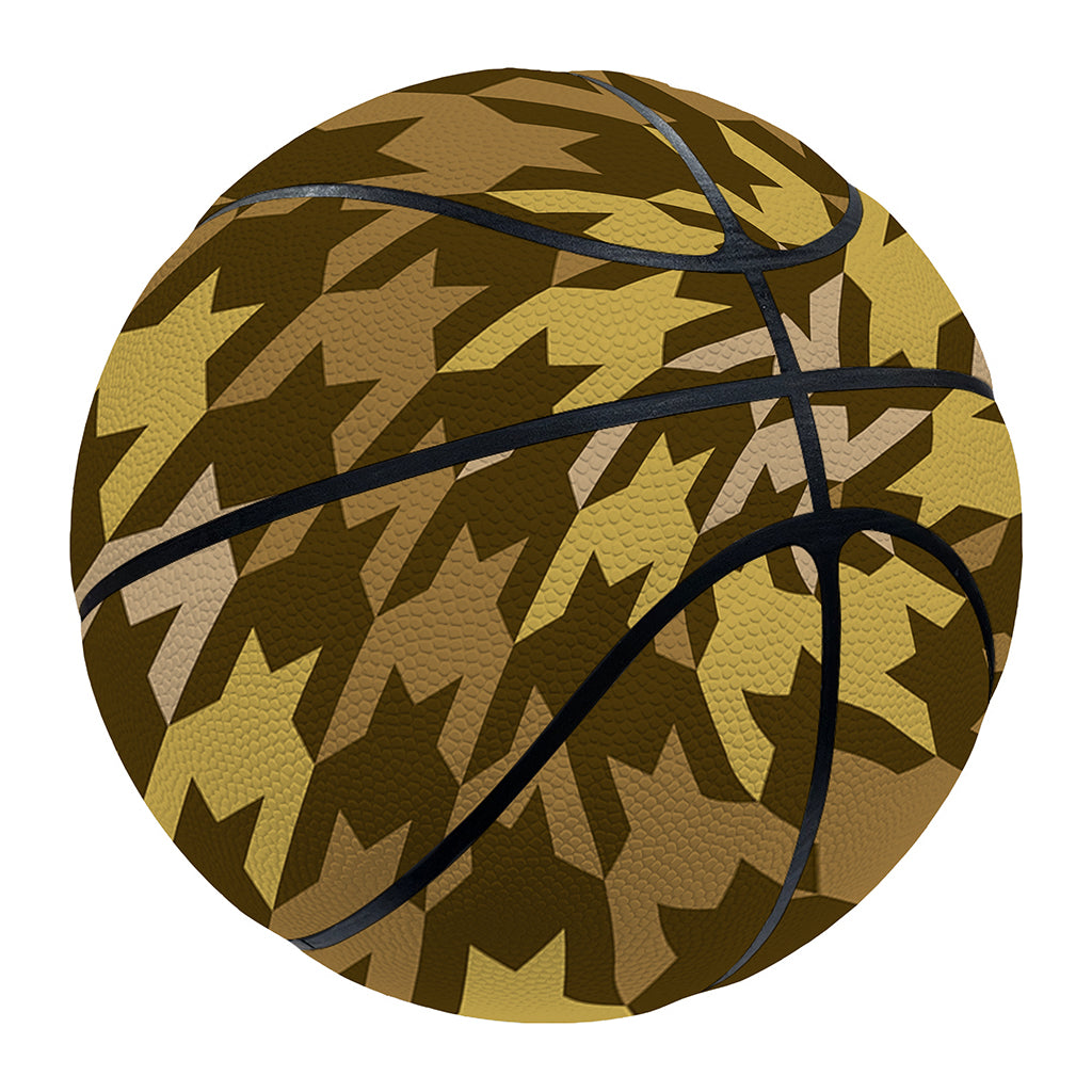Brown And Tan Houndstooth Pattern Print Basketball