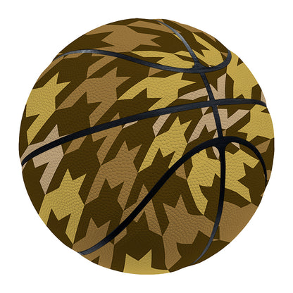 Brown And Tan Houndstooth Pattern Print Basketball