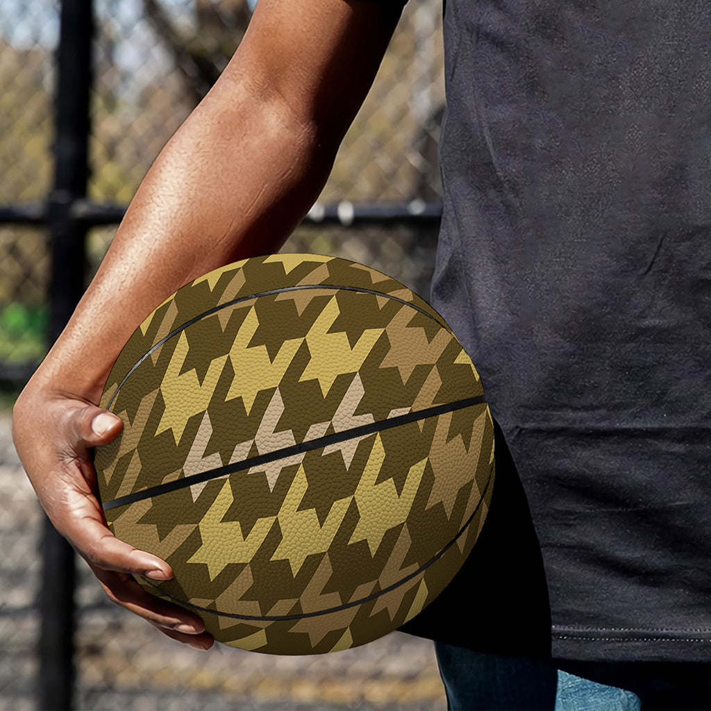 Brown And Tan Houndstooth Pattern Print Basketball