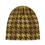 Brown And Tan Houndstooth Pattern Print Beanie