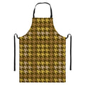 Brown And Tan Houndstooth Pattern Print Bib Apron With Pocket