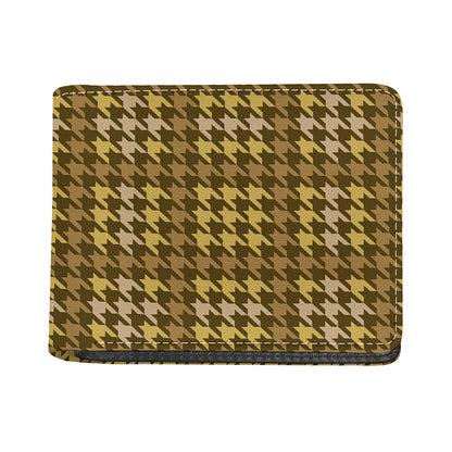 Brown And Tan Houndstooth Pattern Print Bifold Wallet