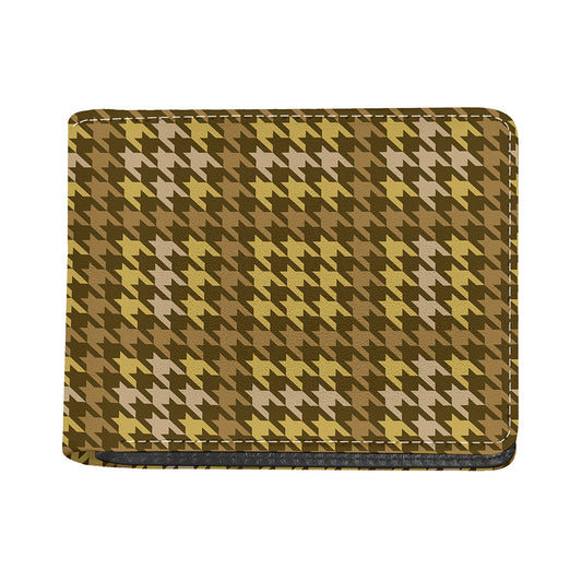 Brown And Tan Houndstooth Pattern Print Bifold Wallet