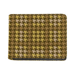 Brown And Tan Houndstooth Pattern Print Bifold Wallet