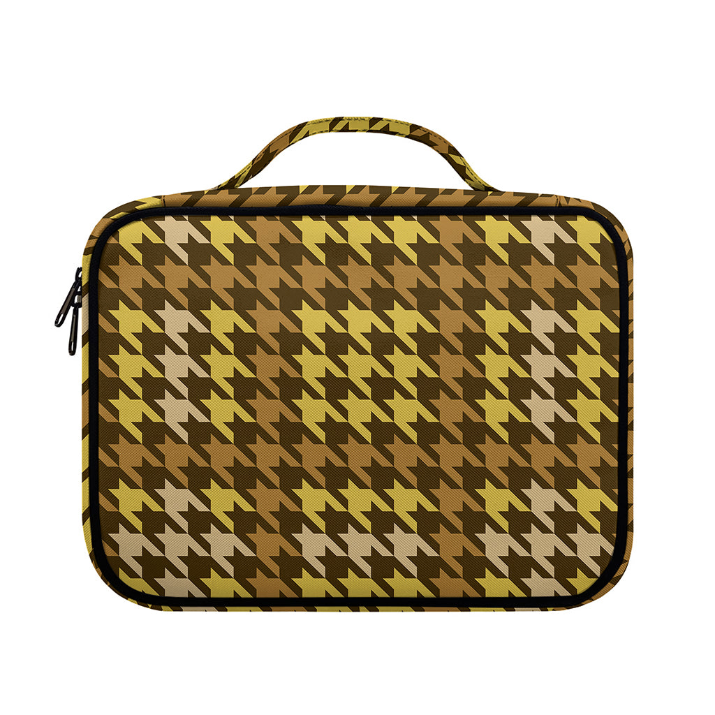 Brown And Tan Houndstooth Pattern Print Briefcase Bible Bag