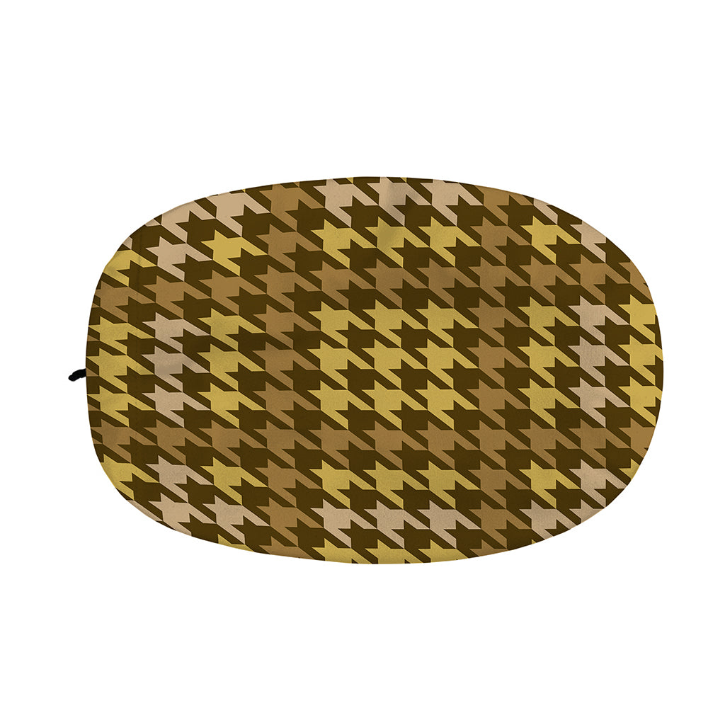 Brown And Tan Houndstooth Pattern Print Car Side Mirror Covers