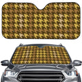 Brown And Tan Houndstooth Pattern Print Car Windshield Sun Shade