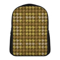 Brown And Tan Houndstooth Pattern Print Casual Backpack