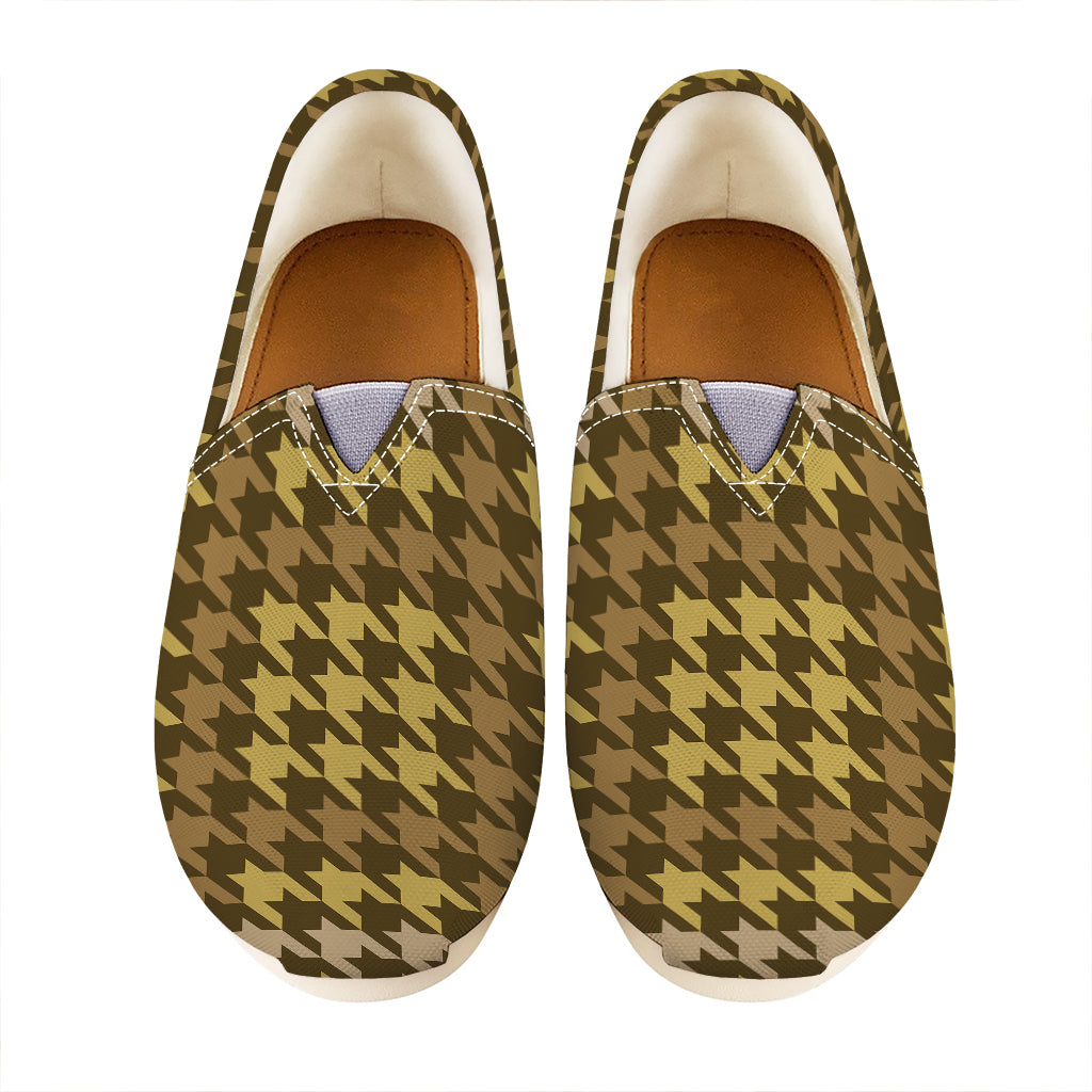 Brown And Tan Houndstooth Pattern Print Casual Shoes