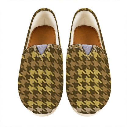 Brown And Tan Houndstooth Pattern Print Casual Shoes