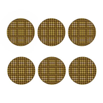 Brown And Tan Houndstooth Pattern Print Coaster Set