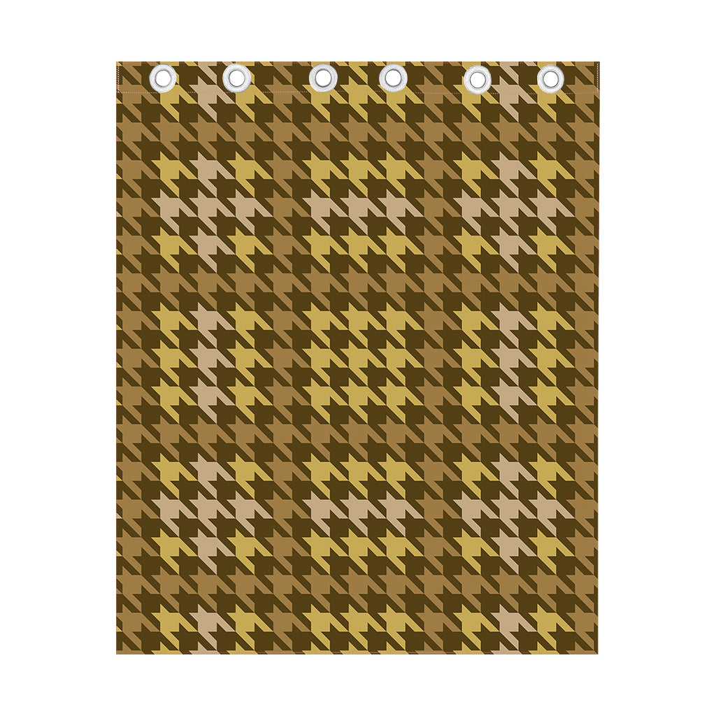 Brown And Tan Houndstooth Pattern Print Curtain
