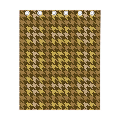Brown And Tan Houndstooth Pattern Print Curtain