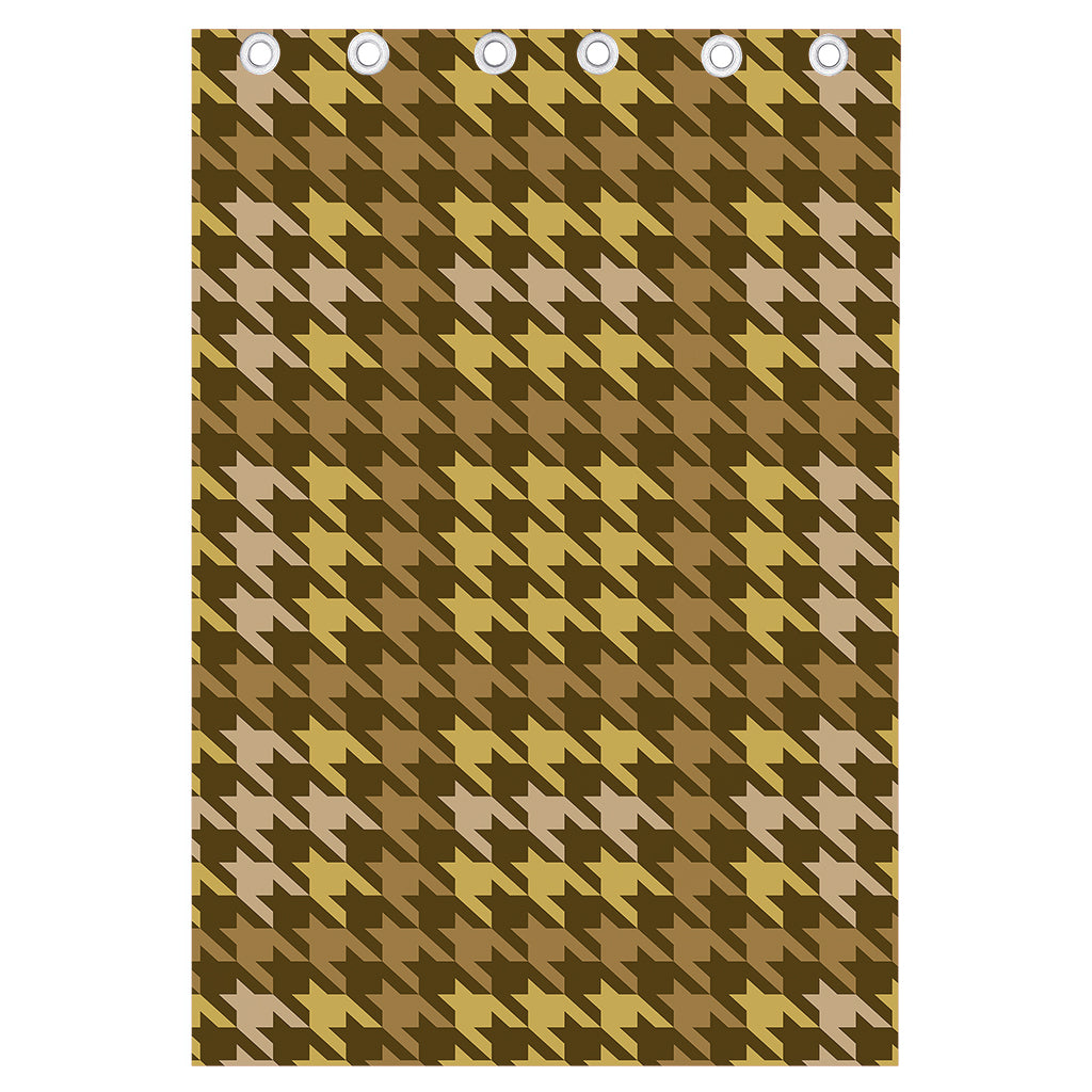 Brown And Tan Houndstooth Pattern Print Curtain