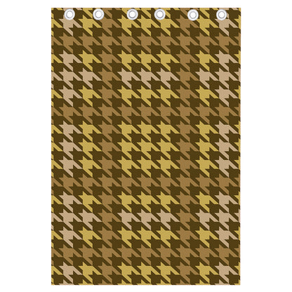 Brown And Tan Houndstooth Pattern Print Curtain