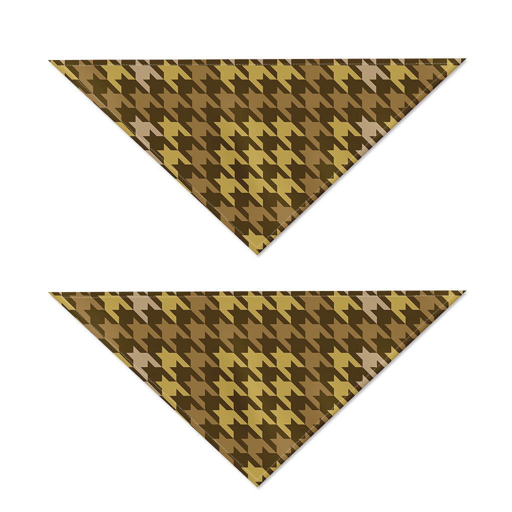 Brown And Tan Houndstooth Pattern Print Dog Bandana
