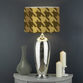 Brown And Tan Houndstooth Pattern Print Drum Lamp Shade
