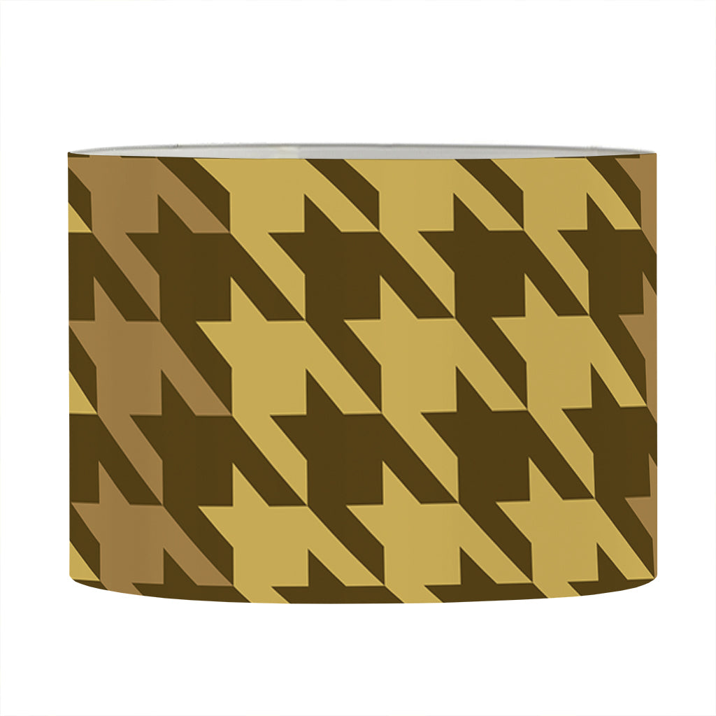 Brown And Tan Houndstooth Pattern Print Drum Lamp Shade
