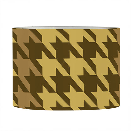 Brown And Tan Houndstooth Pattern Print Drum Lamp Shade