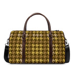 Brown And Tan Houndstooth Pattern Print Duffle Bag
