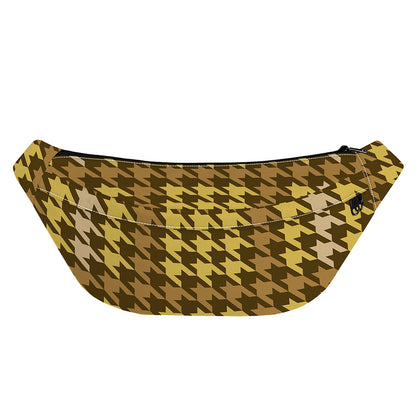 Brown And Tan Houndstooth Pattern Print Fanny Pack