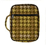 Brown And Tan Houndstooth Pattern Print Front Pocket Bible Bag