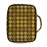 Brown And Tan Houndstooth Pattern Print Front Pocket Bible Bag