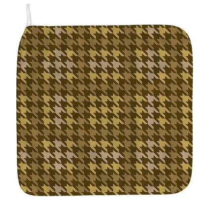 Brown And Tan Houndstooth Pattern Print Hand Towel