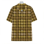 Brown And Tan Houndstooth Pattern Print Hawaiian Shirt