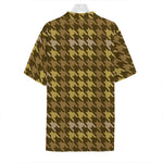 Brown And Tan Houndstooth Pattern Print Hawaiian Shirt