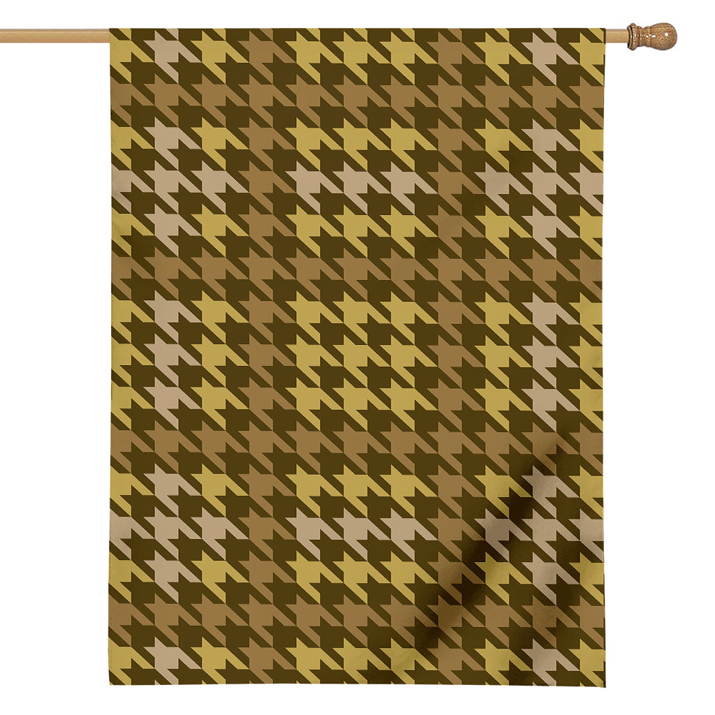Brown And Tan Houndstooth Pattern Print House Flag