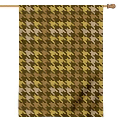 Brown And Tan Houndstooth Pattern Print House Flag