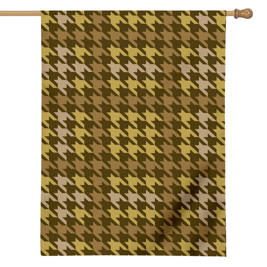 Brown And Tan Houndstooth Pattern Print House Flag
