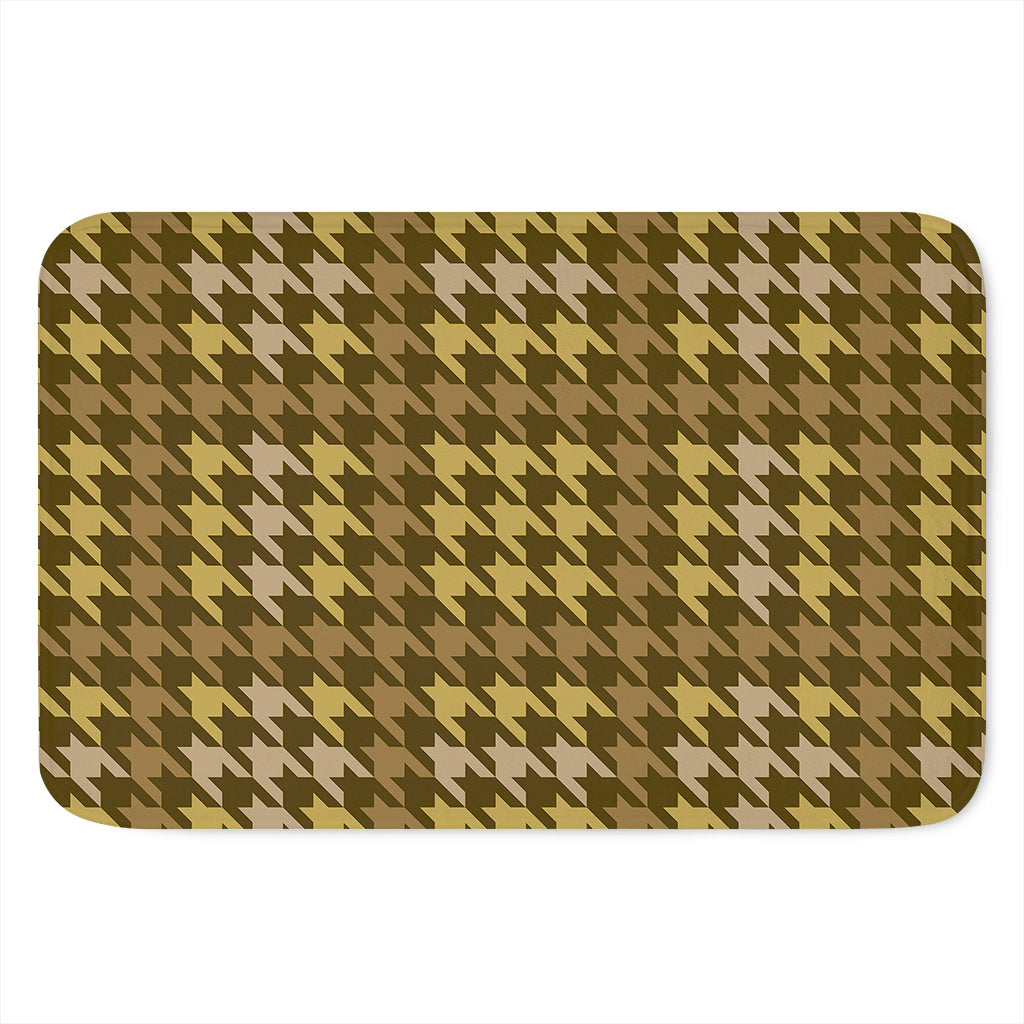Brown And Tan Houndstooth Pattern Print Indoor Door Mat