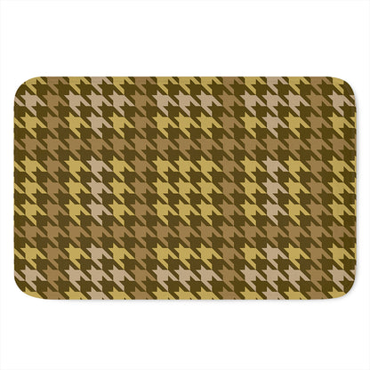 Brown And Tan Houndstooth Pattern Print Indoor Door Mat