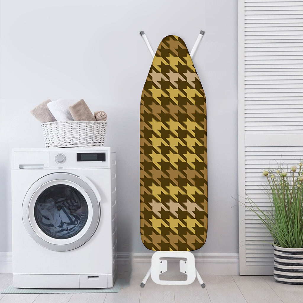 Brown And Tan Houndstooth Pattern Print Ironing Board Cover