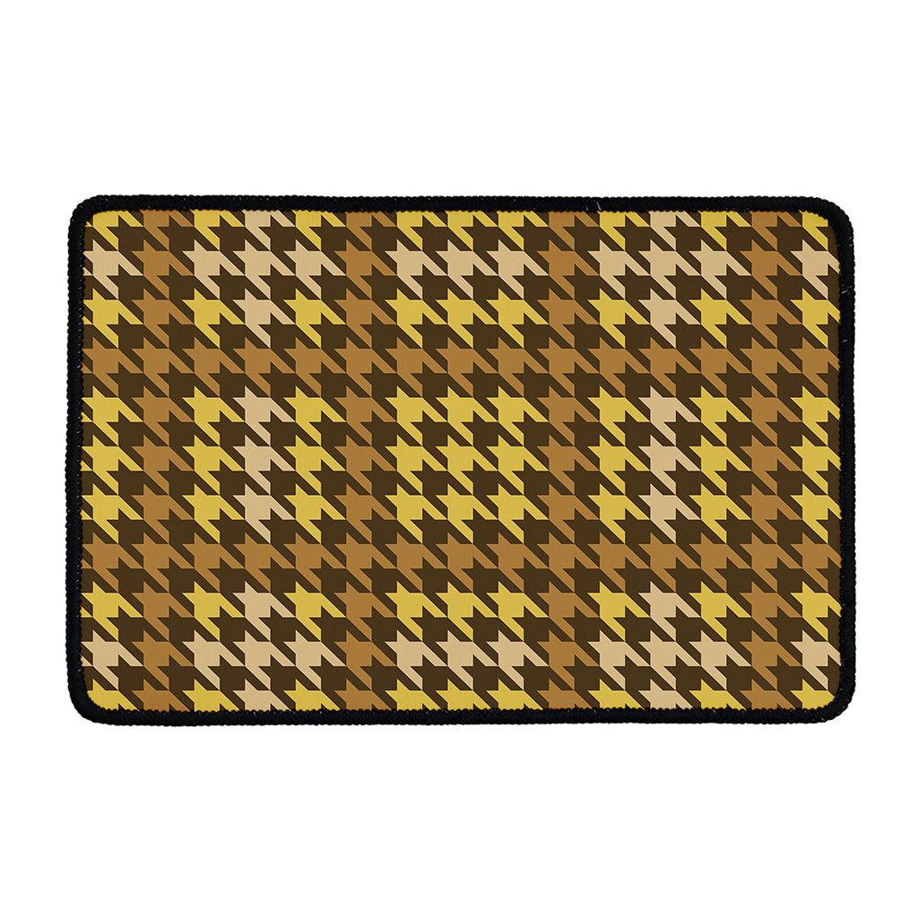 Brown And Tan Houndstooth Pattern Print Kitchen Mat