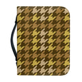 Brown And Tan Houndstooth Pattern Print Leather Bible Cover