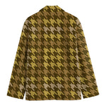 Brown And Tan Houndstooth Pattern Print Men's Blazer