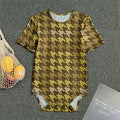 Brown And Tan Houndstooth Pattern Print Men's Bodysuit