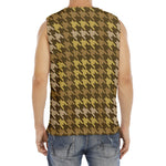 Brown And Tan Houndstooth Pattern Print Men's Fitness Tank Top