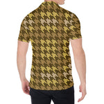 Brown And Tan Houndstooth Pattern Print Men's Shirt