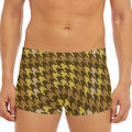 Brown And Tan Houndstooth Pattern Print Men's Short Boxer Briefs