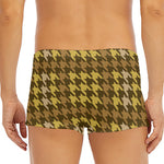 Brown And Tan Houndstooth Pattern Print Men's Short Boxer Briefs