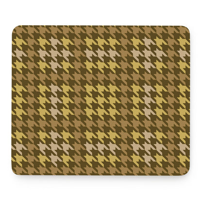 Brown And Tan Houndstooth Pattern Print Mouse Pad